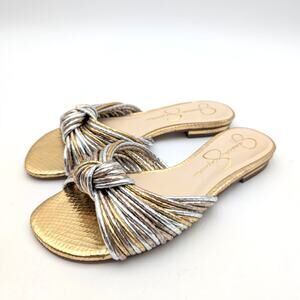 Jessica Simpson Dydra Knotted Flat Sandal Women's Gold/Silver Size US5.5M EU36